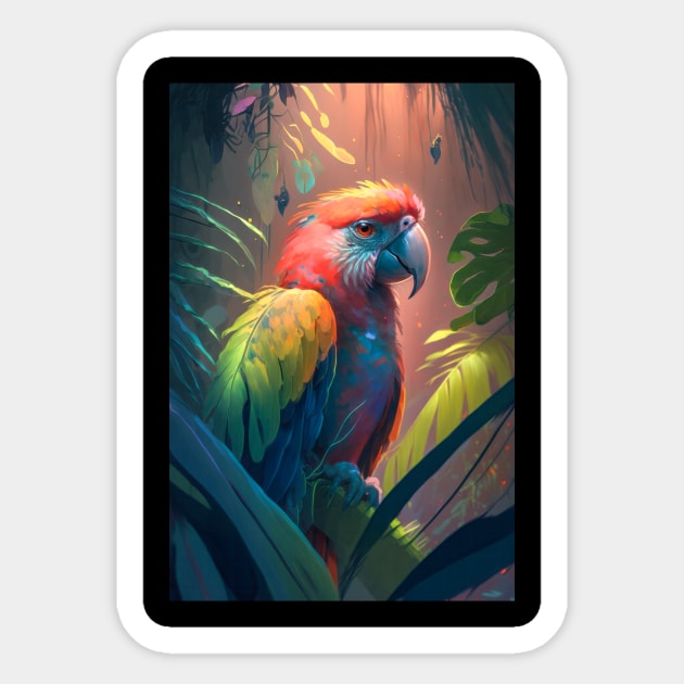 Parrot Bird Animal Portrait Painting Wildlife Outdoors Adventure Sticker by Cubebox